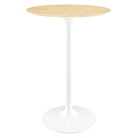 Modway Lippa 28" Round Wood Bar Table - White Natural-Modern Bar Table