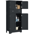 HOMCOM 50.5" H Kitchen Pantry Cabinet with Doors and Adjustable Shelf - Black-3-tier shelf in two cabinets and a drawer ensure ample storage 