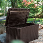 Suncast Extra Large Wicker Deck Box - 134 Gal. - Java-Decorative wicker pattern enhances any décor.