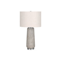 Monarch Specialties 29" H Table Lamp - Grey Resin / Ivory / Cream Shade-This modern and stylish 29"h table lamp is designed with a subtly textured cylinder base crafted in grey resin and accented with a polished silver metal footing, topped with an elegant ivory linen drum shade, and finished with a silver finial
