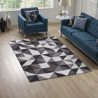 Modway Kahula Geometric Triangle Mosaic Area Rug - 5 x 8 - Black/Grey/White-Tight Low Pile Weave