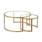 Hudson&Canal Mitera Round Nested Coffee Table - Brass-Larger table is 36" in diameter and 18.5" tall, smaller table is 22.75" in diameter and 16.5" tall