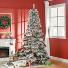 HOMCOM 7.5' Snow-Flocked Artificial Christmas Tree - Green-Realistic plastic 1083 branches to create a more life-like look 