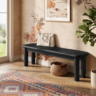 Modway Alvia 58" Oak Wood Bench - Black-Solid Oak Wood Legs