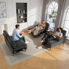 HOMCOM U Shape Sofa with Double Chaise Lounge for Living Room - Dark Grey-Robust steel frame and wood legs for stability
