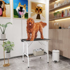 PawHut Dog Grooming Table with Adjustable Arm - Black-Rubber tabletop features waterproof, anti-slip surface, aluminum alloy edges