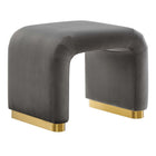 Modway Koda Performance Velvet Waterfall Stool - Brass/Storm Grey-Performance Velvet Upholstery