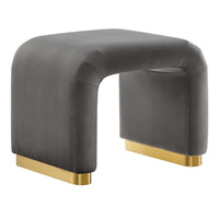 Modway Koda Performance Velvet Waterfall Stool - Brass/Storm Grey-Performance Velvet Upholstery