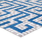 Modway Nahia Geometric Maze Area Rug - 5 ft W x 8 ft L - Ivory Light Grey/Blue-100% Polyester Microfiber