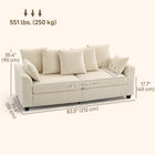 HOMCOM Corduroy 3 Seater Sofa Couch with 8 Removable Pillows - Beige-Pocket springs and thick sponges provide cloud-like comfort and relieve fatigue