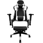 Nicer Furniture Racing Style Game Chair with Footrest - White-Racing-style design functions as both a gaming and office chair.  