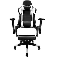Nicer Furniture Racing Style Game Chair with Footrest - White-Racing-style design functions as both a gaming and office chair.  