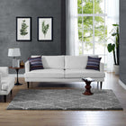 Modway Toryn Diamond Lattice Shag Area Rug - 5 ft W x 8 ft L - Grey/Ivory-Gripping Jute Fabric Underside 