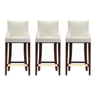 Manhattan Comfort Shubert 22.64" Modern Leatherette Upholstered Barstool - Ivory - 3 Pack-Modern Barstool with Backseat Perfect for Bar and Kitchen Use. Set of 3