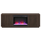 Hudson&Canal Hanson TV Stand with 26" Crystal Fireplace for TV's up to 75" - Alder Brown-A transitional design accommodates TVs up to 75" for your entertaining space
