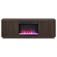 Hudson&Canal Hanson TV Stand with 26" Crystal Fireplace for TV's up to 75" - Alder Brown-A transitional design accommodates TVs up to 75" for your entertaining space