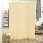 HOMCOM 3 Panel Bamboo Hand-Woven Freestanding Room Divider for Home Office - Natural Wood-Folding design with three panels and metal hinges, easy to create a new look and space-saving to store
