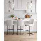 Manhattan Comfort Serena 17.71" Modern Leatherette Upholstered Barstool - White - 3 Pack-Frame Made of Metal with Matte Black Finish