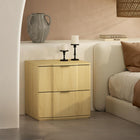 Manhattan Comfort Clive 22" Mid-Century Modern 2-Drawer Nightstand - Natural and Gold-Two spacious drawers provide convenient concealed storage for bedside essentials
