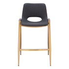 Zuo Desi Counter Stool - Black/Gold - Set of 2-Plush and durable faux leather fabric