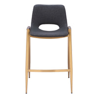 Zuo Desi Counter Stool - Black/Gold - Set of 2-Plush and durable faux leather fabric