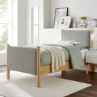 Modway Maven Twin Size Fabric Upholstered Platform Bed - Wheat Oak-Heathered Weave Fabric