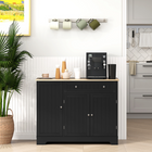 HOMCOM Modern Sideboard Buffet Cabinet with Wood Effect Top & Multi Storage Shelves - Black-All-match modern style blends seamlessly with multiple room decors