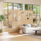 HOMCOM 6-Panel Freestanding Room Divider with Pegboard Panel for Indoor Bedroom Office - Natural-500 pegboard holes per panel, which allows for hanging small items 
