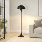 Hudson&Canal Vega 61" Tall Floor Lamp with Metal Shade - Blackened Bronze-Includes an 8 ft. cord with an on/off foot step switch