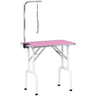 PawHut Foldable Non-slip Surface Pet Grooming Table - Pink-Robust metal frame with non-skid feet prevents the table from wobbling 