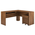 Modway Render 73.5" Wood Desk and File Cabinet Set - Walnut-Weight Capacity: 330 lbs.