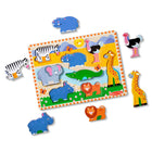 Melissa & Doug Safari Wooden Chunky Puzzle With Wild Animal Theme - 8 Pieces-Sturdy wooden puzzle board