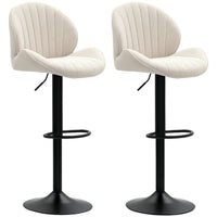 HOMCOM Counter Height Swivel Bar Stools with Back - Beige - 2 Pack-Soft chenille fabric and high-density foam ensure luxurious seating comfort
