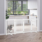 PawHut Free Standing Wooden 4 Panel Pet Gate with Door - White-Two additional supports for increased stability 