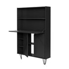 Nexera Slim Bar Cabinet - Secretary Bookcase Desk With Storage - Black-Easy and quick to assemble, this piece of furniture from the Slim collection requires to be mounted on the walll