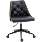 HOMCOM PU Leather Office Desk Chair with Adjustable Height - Black-Computer chair with button tufted design for added elegance and style