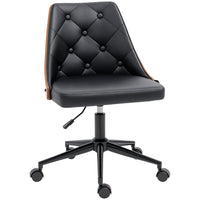 HOMCOM PU Leather Office Desk Chair with Adjustable Height - Black-Computer chair with button tufted design for added elegance and style