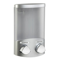 Better Living Euro Dispenser Duo - Satin Silver-Eliminates shower bottle clutter and container lifts off the wall for easy cleaning and re-filling