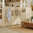 HOMCOM 8 Panel Freestanding Room Divider with Pegboard Display for Home Office - Natural Wood-Pegboard details and X-shaped accents add a classic touch 

