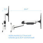 ShoppingAll Pneumatic Gas Spring Single Monitor Wall Mount- White-Built-in gas spring system allows effortless position adjustment for your monitor and TV