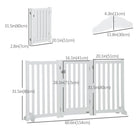 PawHut 3-Panel Foldable Dog Gate with Feet - White-Flexible panels which can be arranged in different ways 