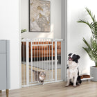 PawHut 30"-41" Dog Gate with Small Door and Extension Kit - 37" H-Adjustable width from 29.9"-40.9" (76-104 cm) to fit various doorways