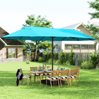 Outsunny Patio Umbrella with Lift Crank - 15' - Light Blue-Superior strength and durability with the rust resistant steel pole and 12 steel ribs
