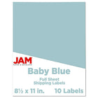 JAM Paper Full Page Labels - 8.5 x 11 Sticker Paper - Baby Blue - 2 Packs of 10 Labels-Size: 8.5" x 11"