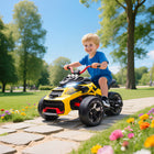 Qaba 12V 3-Wheeler Battery Powered Kids Electric Vehicle - Yellow-Dual 12V motors with independent suspension easily manage all terrains 