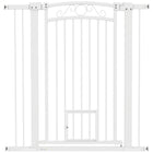 PawHut Dog Gate Walk Through Pet Gate with Small Door - 30"-41" W x 42" H-Adjusts for openings 29.9"-40.9" (76-104cm) , includes two extension kits