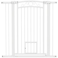 PawHut Dog Gate Walk Through Pet Gate with Small Door - 30"-41" W x 42" H-Adjusts for openings 29.9"-40.9" (76-104cm) , includes two extension kits