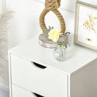 HOMCOM Nightstand with Wood Legs - White-Materials: Particle Board, Pine Wood Legs