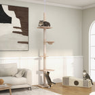 PawHut 102" 5-Tier Floor-To-Ceiling Cat Tree with Scratching Post - Beige-Colour: Beige 