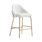 Manhattan Comfort Gracie 22" Modern Leatherette Upholstered Counter Stool - White and Gold - 3 Pack-Weight Capacity: 275 Lbs. Each